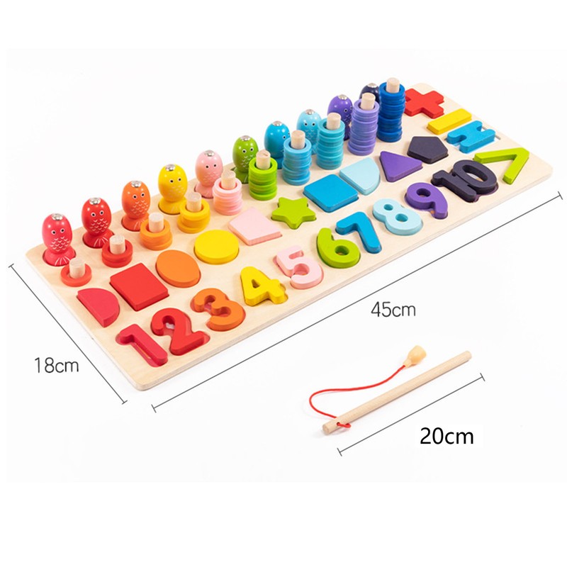Number Sorting Toys 10 Shapes 1 to 10 Numbers Wooden
