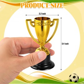 HFXXAD 12 Pcs Mini Trophies Bulk for Kids, Plastic Gold Small Trophy Cups for Sports Tournaments and Competitions(3.4in)