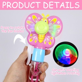 Children's Soap Bubbles Stick, Pack of 3 Mini Bubble Sticks, Colourful Butterfly Bubble Stick with Luminous Function, Can Be Used for Summer Entertainment, Outdoor, Parties, Birthdays and Gift