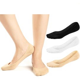 Wioklwe No Show Socks for Women - Invisible Socks Women Non Slip Invisible Socks Low Cut Liner Socks Ladies Trainer Sneaker Socks Shoe Liners (one size, black and skin)