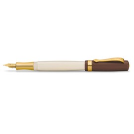 Kaweco STUDENT 20's Jazz Fountain Pen I Premium Fountain Pen for Ink Cartridges I Nostalgic Fountain Pen in Brown and Cream with Golden Details I Student Pen 16 cm I Nib: BB (Extra Broad)