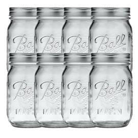 Ball Regular Mouth Pint (16 oz.) Mason Jars with Lids and Bands, for Canning or Drinkware, 8 Count