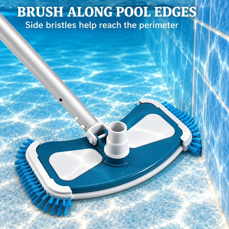 Pool Vacuum Head with Side Brushes, Plastic Swimming Pool Floor
