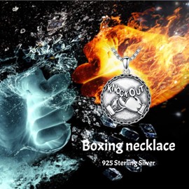 PELOVNY Boxing Necklace 925 Sterling Silver Boxing Glove Pendant Punk Boxing Jewelry for Fathers Day Birthday Christmas Gifts Men Women