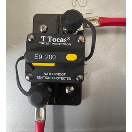 T Tocas E9 3/8" Studs 200 Amp Circuit Breaker with Manual Reset 12V- 48V,IP67 Waterproof, 200A Switchable Breakers Surface Mount