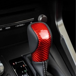 suupar Real Carbon Fiber Gear Shift Knob Trim Cover for Lexus ES(2015-2017) RX(2016-2020) GS(2016-2017) is(2013-2017) NX(2014-2020) RC(2014-2019) Lexus Accessories (Back-RED)