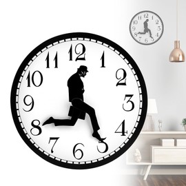 Saycker Ministry of Silly Walks Clock, 10’‘ Comedy Creative Inspired Ministry of Monty Python Silly Walk Wall Clock, No-Ticking Walking Silent Clock for Bedroom Office Wall Decor,Black