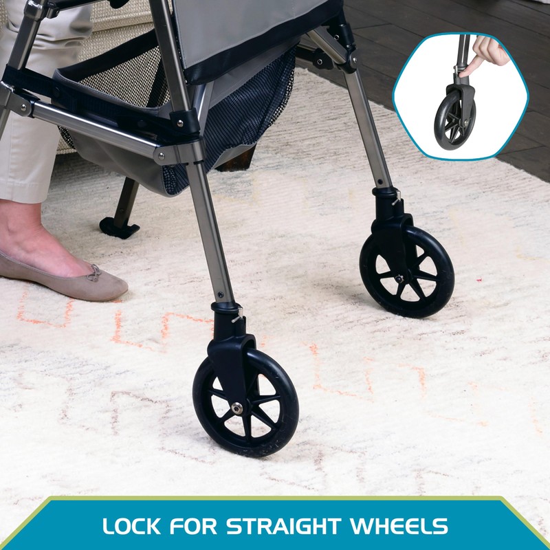 Stander Locking-Swivel Front Wheel Kit, 6-inch Replacement Wheels for Stander