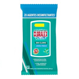 Cloralex Toallitas Desinfectantes Fresco Aroma Sin Cloro 84 Pzs