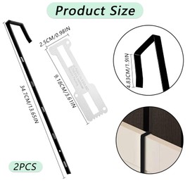 OXDFK 2 PCS Over The Door Mirror Hanger, Adjustable 13.7-inch Door Mirror Hanger Set, Five-Hole Over The Door Mirror Hooks, with 2 Iron Filings, for 1.8'' Door Depth (Black)