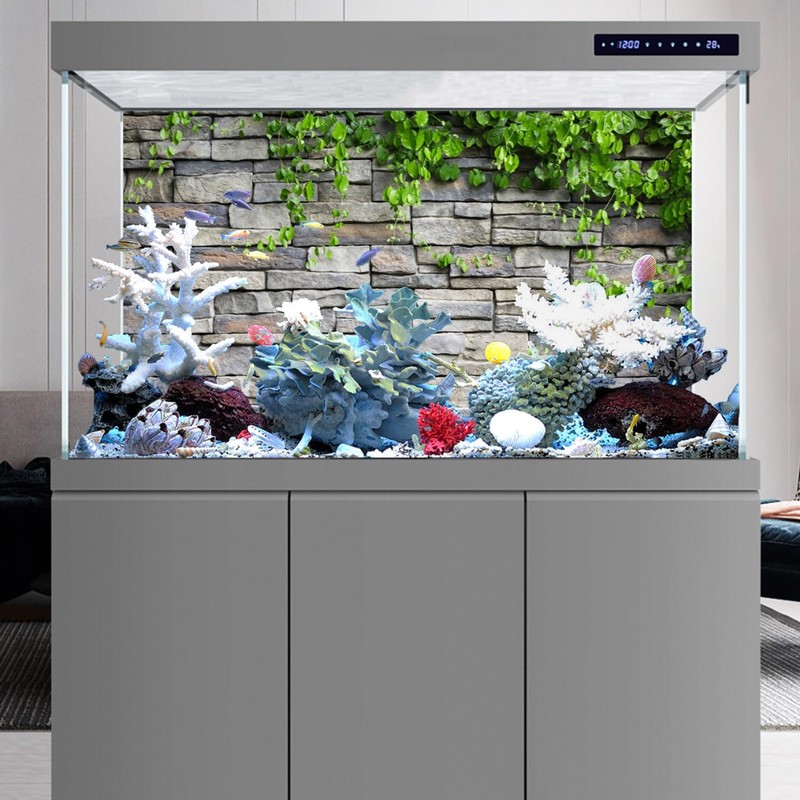 AWERT Vinyl 36x18 inches Stone Brick Wall Aquarium Background Rock