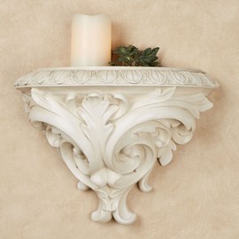 Touch of Class Clareville Antique White Acanthus Leaf Wall Shelf | Victorian Style Decor