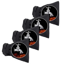 FINEVERNEK Pack of 4 Outdoor Tap Covers, Thermal Protection for Garden Tap, Faucet Frost Protection Cover, Thickening, Winterproof Bag for Tap, Waterproof, Black (14 x 19 cm)