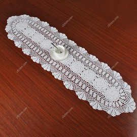Yizunnu Handmade White Cotton Lace Oval Table Runner 30x120cm