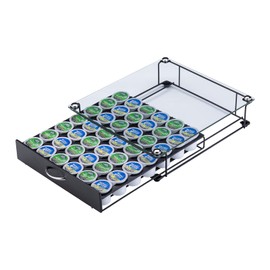 Rice rat Coffee Pod Holder for Keurig Pods Glass Top Drawer,K cup Holder Capsule Display Storage compatibility 42 k-cup(Black)