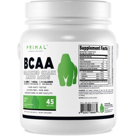 Primal BCAA Powder Great Ape (45 SERV) (Green Apple Flavored) - 0 g Carbs, 0 Calories, 7g BCAA Per Serving