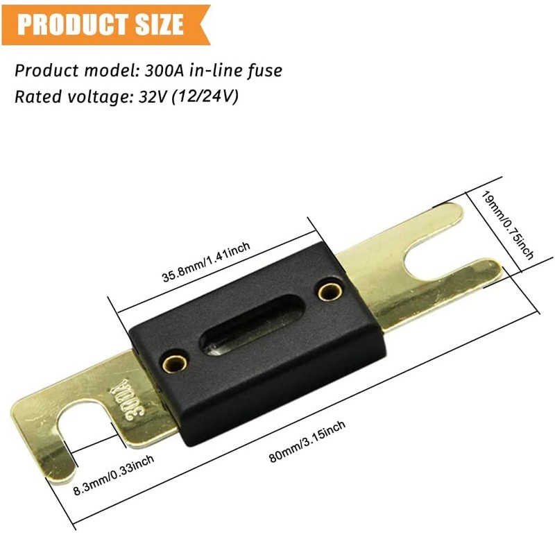 Greluma 4 Pcs 300 Amp ANL Fuses Car Audio Video