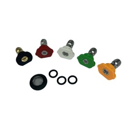 Sellerocity Brand Pressure Washer Quick Connect Tip Nozzle Kit Size 6 GPM Red 0 Yellow 15 Green 25 White 40 Black 65 Degree Angle Spray W/Inlet Filter & Spare Coupler Orings
