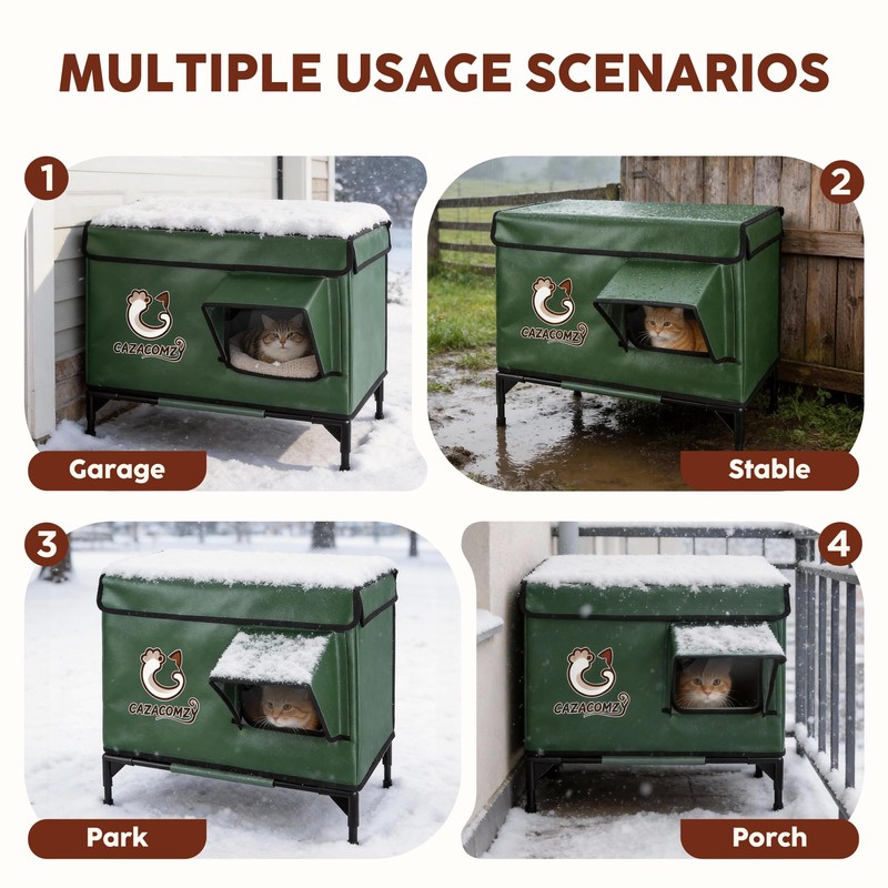 Weather Resistant Outdoor Cat House Green 24" x 20" x