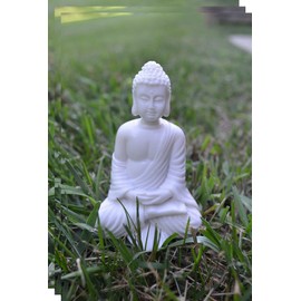4” Buddha Statue/Idol/Decorative Figurine: Poly Marble with White Marble Finish – Premium Quality Buddha Idol in Meditation Pose. Attractive & Serene Small Buddha Statue.
