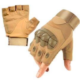 Homefy Tactical Fingerless Gloves for Men Large Beige