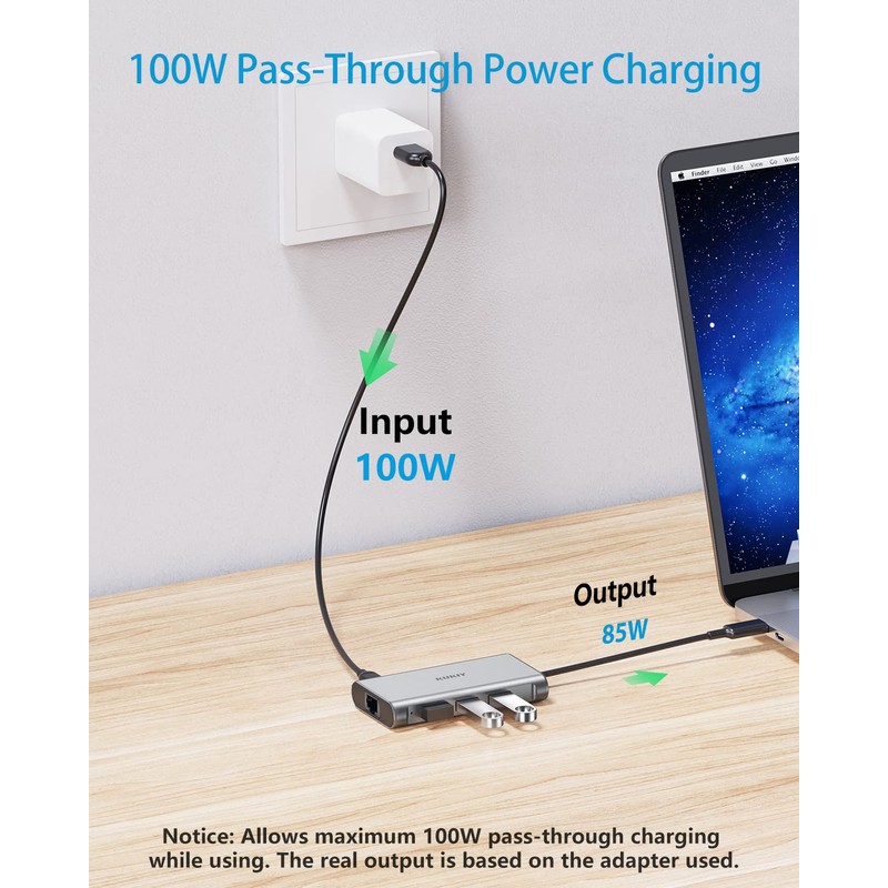 USB C Hub HDMI 4K, KUKIY 8-in-1 USB-C Hub with