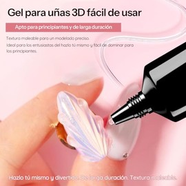 CHERIMOYA 3D Solid Sculpting Gel for Nail Art 8g Tube | Crystal Clear, Moldable Texture for Flowers & Reliefs,Mixable with Pigments/Glitter, Professio