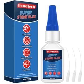 Stone Glue 30 g, Marble Glue Instant, with Anti-Clog Cap, Strong Clear Adhesive for Marble, Granite, Artificial Stone, Tile, DIY, Waterproof, Heat-Resistant
