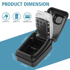 WJYMRO Key Lock Box With Code, Large Capacity 9 Digit Combination Lock Box Wall Mount, Outdoor Weatherproof Security Safe for Homes, Garages, Offices, Realtors