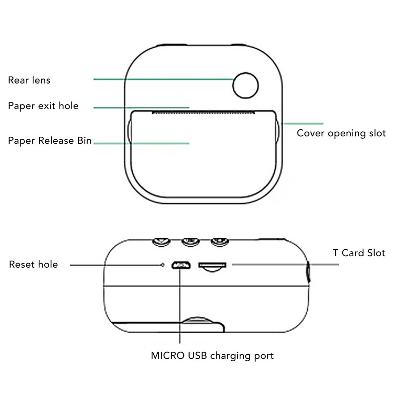 Kids Printer Camera DIY Doodle Thermal Printing Cartoon Dinosaur Appearance