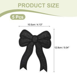 YELARXI Glitter Bow Iron on Patches Sequin Sew on Bows Embroidered Applique Fit for Jeans Jackets Women Clothes Hats Backpacks (5 Pack, Black)