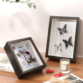 Shadow Box Display Case Frame, 5 x 7 inches, Memory Case for Photos, Medals, Crafts, Black (Black, 5x7)