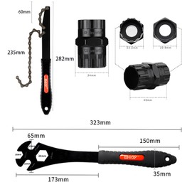 Bicycle Repair Tool Kit, Freewheel and Cassette Removal Set with Chain Whip, Pedal Wrench, Mountain Bike Maintenance Tools