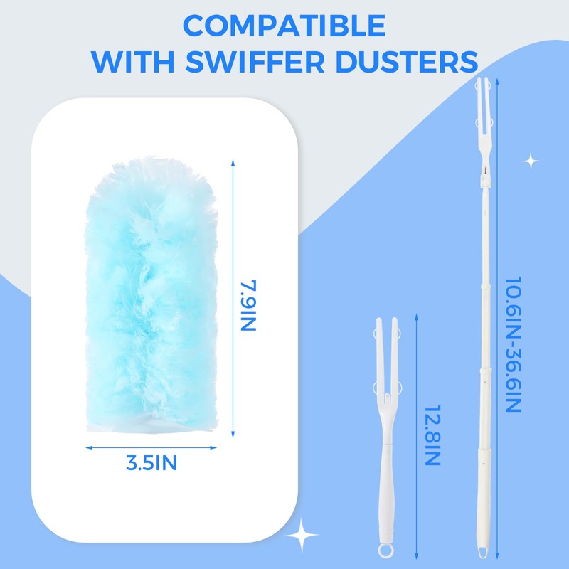 30PCS Duster Refills Compatible with Flash, 360° Fluffy Dust Magnet
