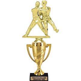 Crown Awards Judo Trophy, 14" Gold Cup Female Judo Trophies with Free Personalization, 10 Pack