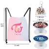 ZHENGGE Kpop Twice Gifts Set, Including Drawstring Bag Backpack, Necklace,
