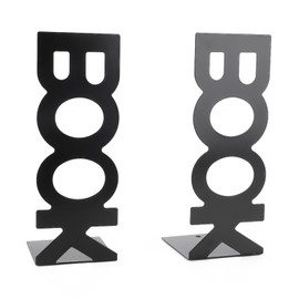 Organizadores de sujetalibros, 1 par de sujetalibros de Metal, revistas decorativas de alta resistencia para la escuela decoración de mesa para el hogar estantes de películas,(208mm nuevo par negro)