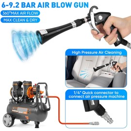 Saker Sakerplus Tornado Dry Cleaning Gun, Detailing Car Cleaning Gun Interior Dryer Air Blow Gun, High Pressure Blower Gun, Air Blower for Car Detailing, Quickly Blowing Out Dirt