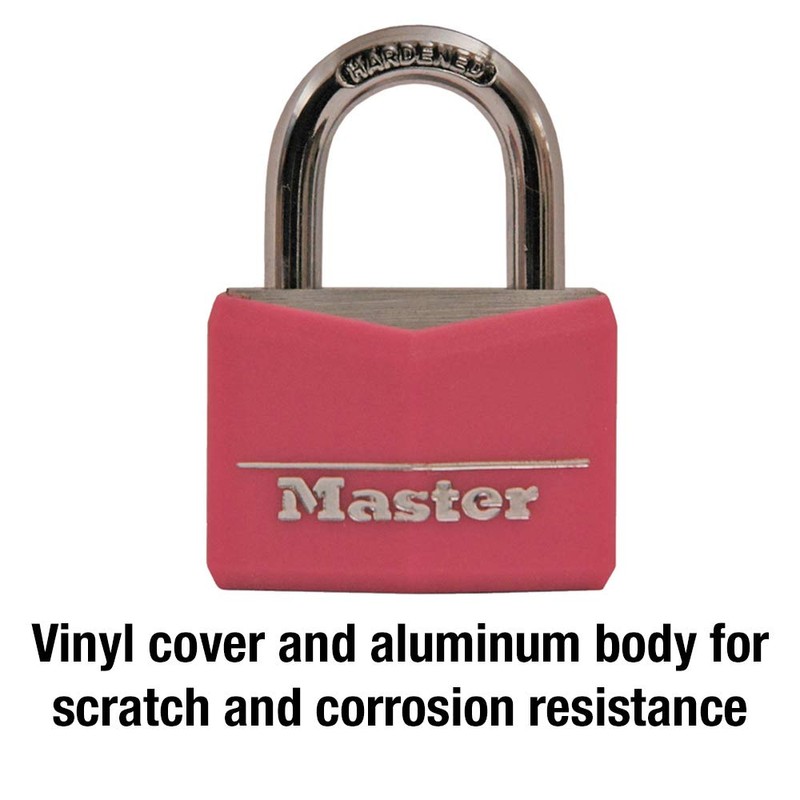 Master Lock Pink Covered Aluminum Keyed Padlock with Steel Shackle,