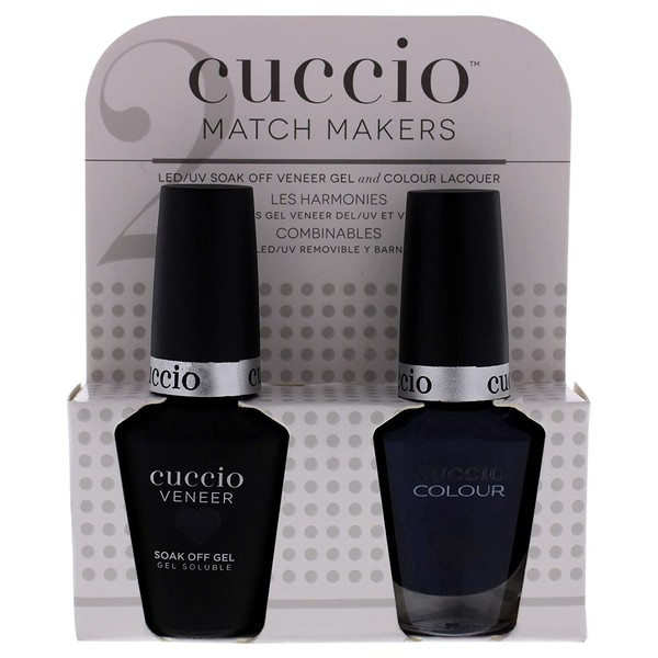 Cuccio Matchmaker - Colour Nail Lacquer & Veneer Gel Polish - On The Nile Blue - For Manicures & Pedicures, Full Coverage - Long Lasting, High Shine - Cruelty, Formaldehyde & Toluene Free - 2 pc