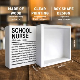 School Nurse Appreciation Gifts, School Nurse Thank You Gifts Nurse Birthday Christmas Nurse Week Retirement Gift, School Nurse Definition, Wooden Box Sign Desk Decor