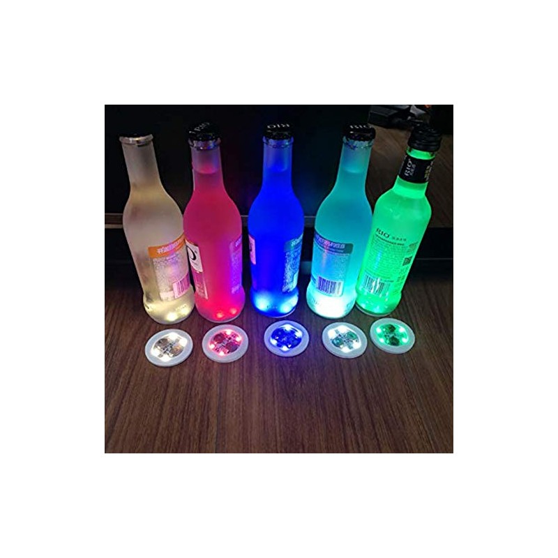 LED Coasters 18-Pack, 7 Colour Settings, Light Up Coasters for