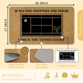 Funny Tennis Court Welcome Mat for Front Door, Tennis Decor Door Mat Indoor Outdoor Entrance Entryway, Funny Sports Doormat Bathmat, 17x30 Inch