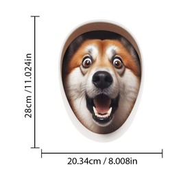 Dreothy Cartoon Animals Toilet Sticker, Waterproof Removable Cute Dog Toilet Lid Decals Sticker, Self-Adhesive Toilet Cover Sticker Bathroom Wall Door Stickers (Surprise Dog)
