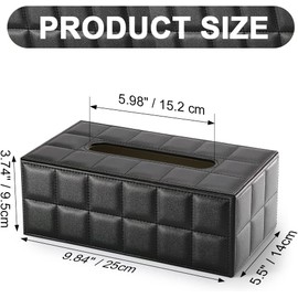 KINGFOM PU Leather Cosmetic Tissues Box Tissue Box Tissue Box for Office/Car/Home (Grid Black)