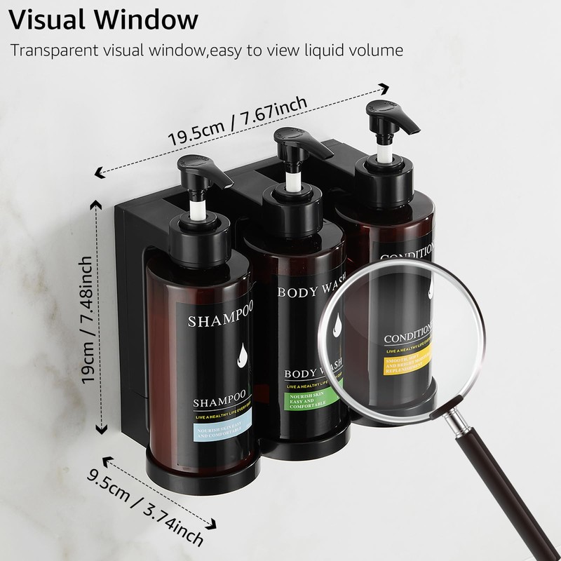 Shampoo and Conditioner Dispenser Shower Soap Dispenser No Drill 3