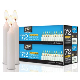 OHR CANDLES Shabbat Candles, Traditional Shabbos Candles, 3 Hour, 72 Count (Pack of 2) (144 Count)