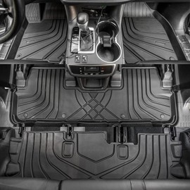 Bomely Floor Mats Compatible with 2014-2019 Toyota Highlander Cargo Liner TPE Back Seat Cover Protector 2018 7 Seats Highlander Accessories (2014-2019,Floor Mats+Trunk Mat with Backrest Mat)