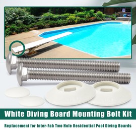 YUXIVCNE DB-TB-M White Diving Board Mounting Bolt Kit Replacement for Inter-Fab Two Hole Residential Pool Diving Boards 67-209-911-SS Includes Bolts Washers Nuts