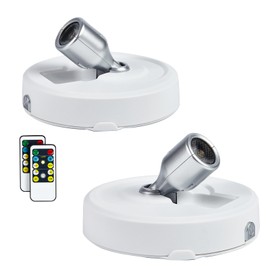 HOFUY Wireless Spot Light, Battery Operated Picture Lights Mini Accent Lights Indoor with Remote, Dimmable LED Spotlight Stick on Anywhere Rotatable Wall Light for Paintings Artwork (2 Pack)